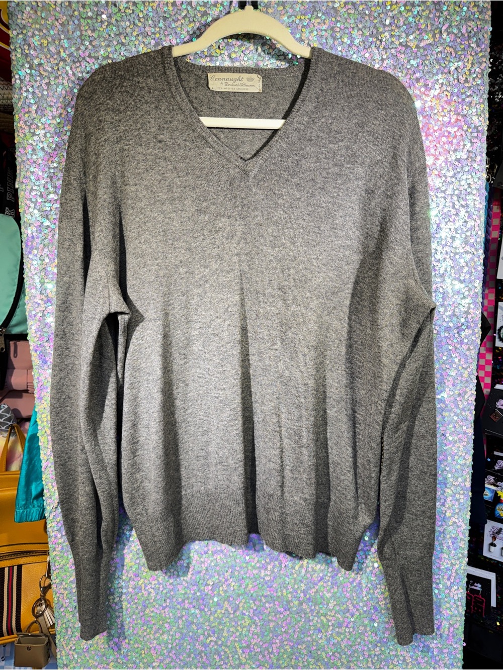 VTG Connaught by Bernhard Altman Men’s Gray Grey Cashmere V-Neck Sweater